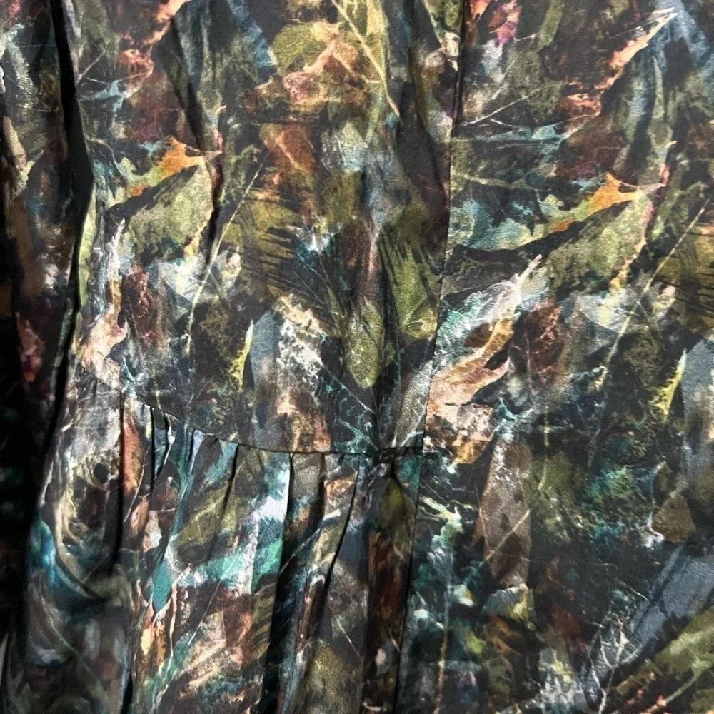 Tuchinda Girls Blouse Size 16 Long Sleeves Green Brown Earthy Modest Button Back